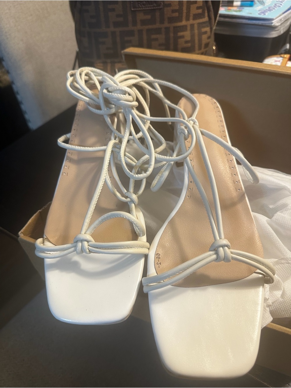 White Block heel